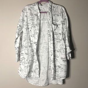 Reserved Long Sleeve Button Up with Faces S